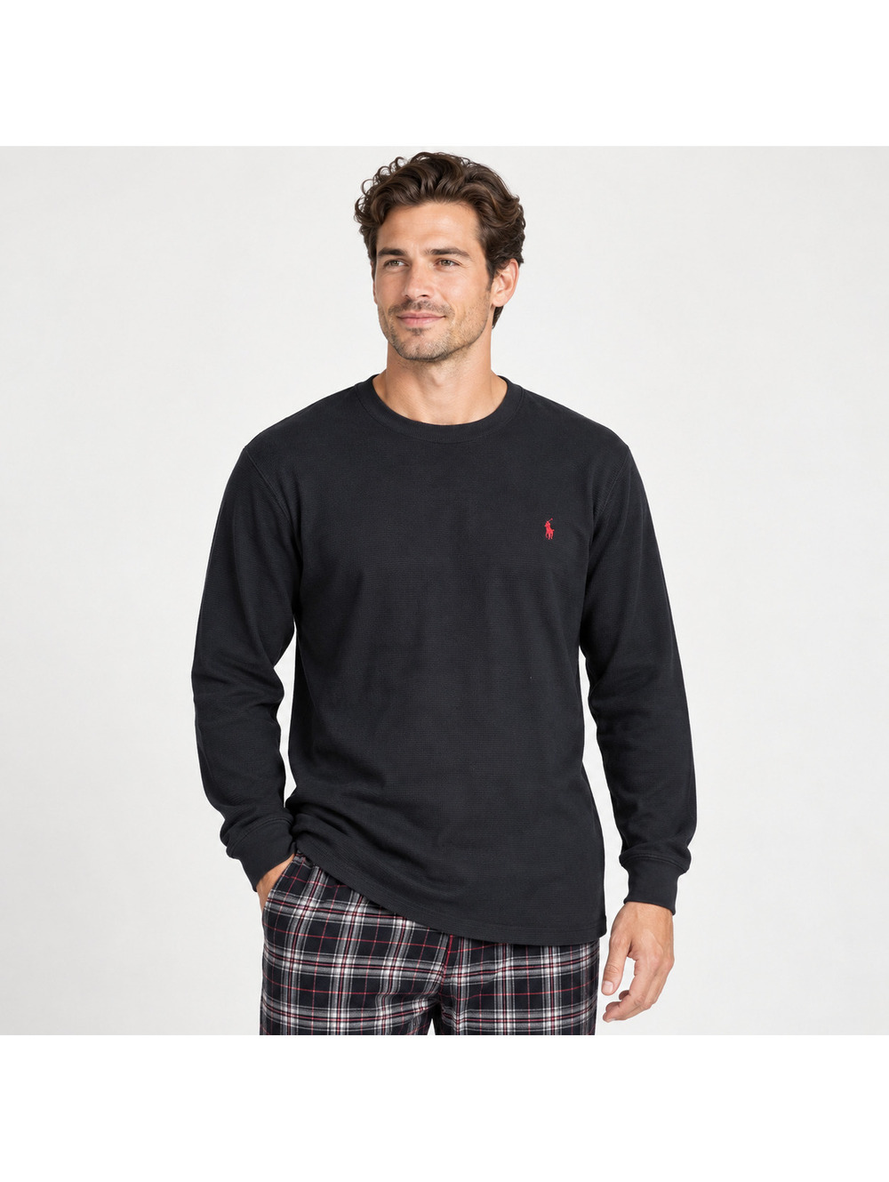 Polo Ralph Lauren Men's Sleepwear Long Sleeve Shirt Black Cotton Large